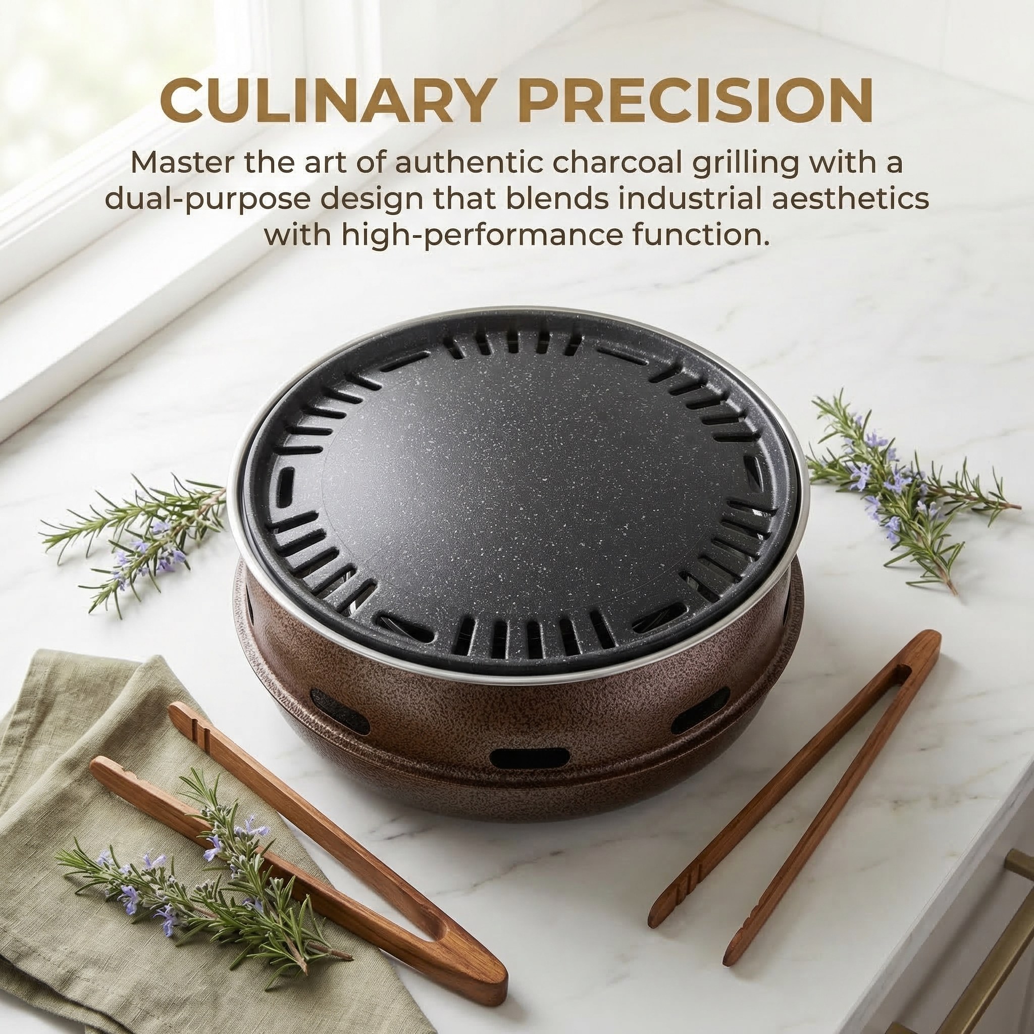 Korean Bbq Grill - Portable Charcoal BBQ Grill, Dual-Purpose Korean