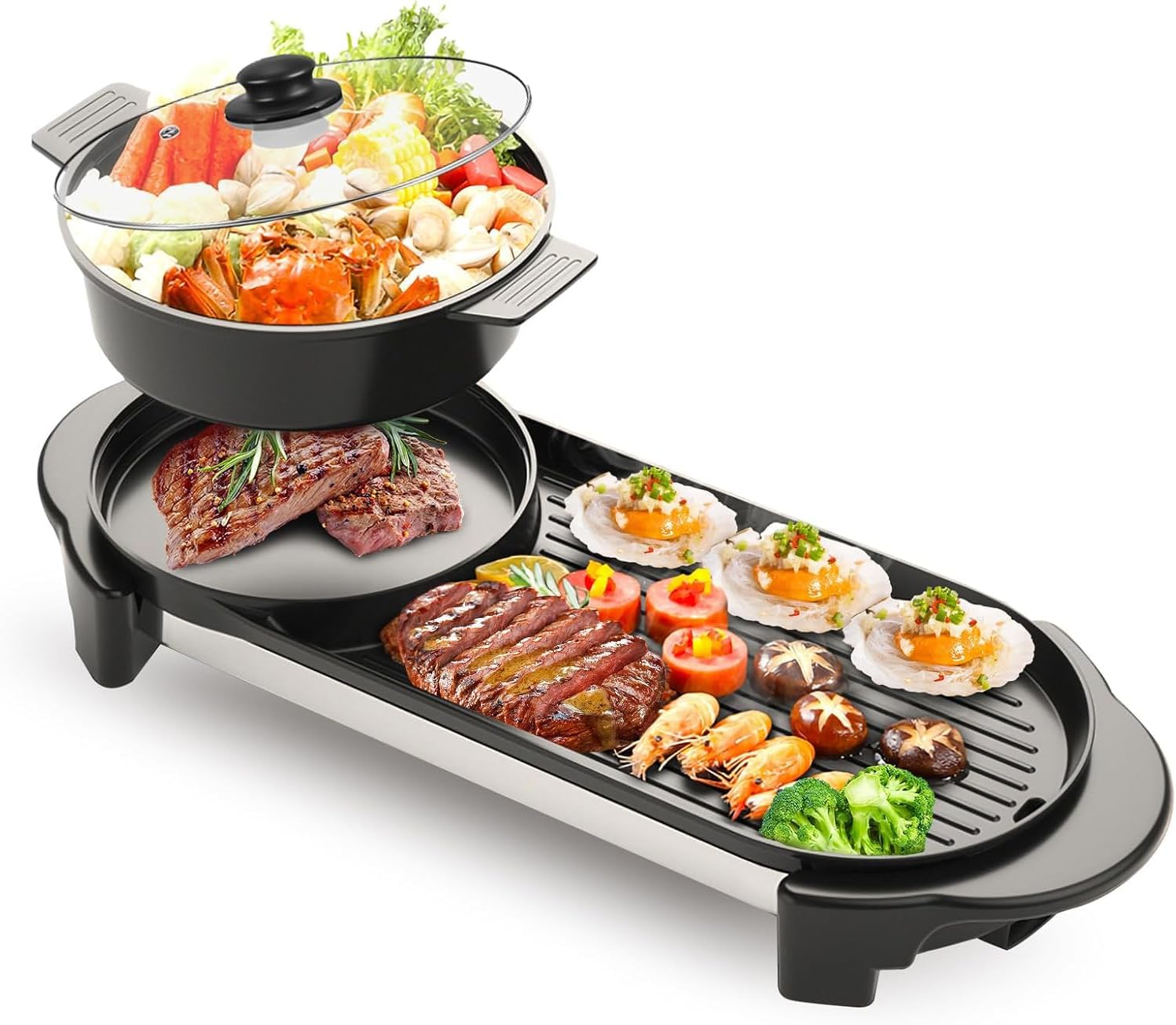 2-in-1 Smokeless Hot Pot & Gri - Korean Bbq Grill 评论和价格