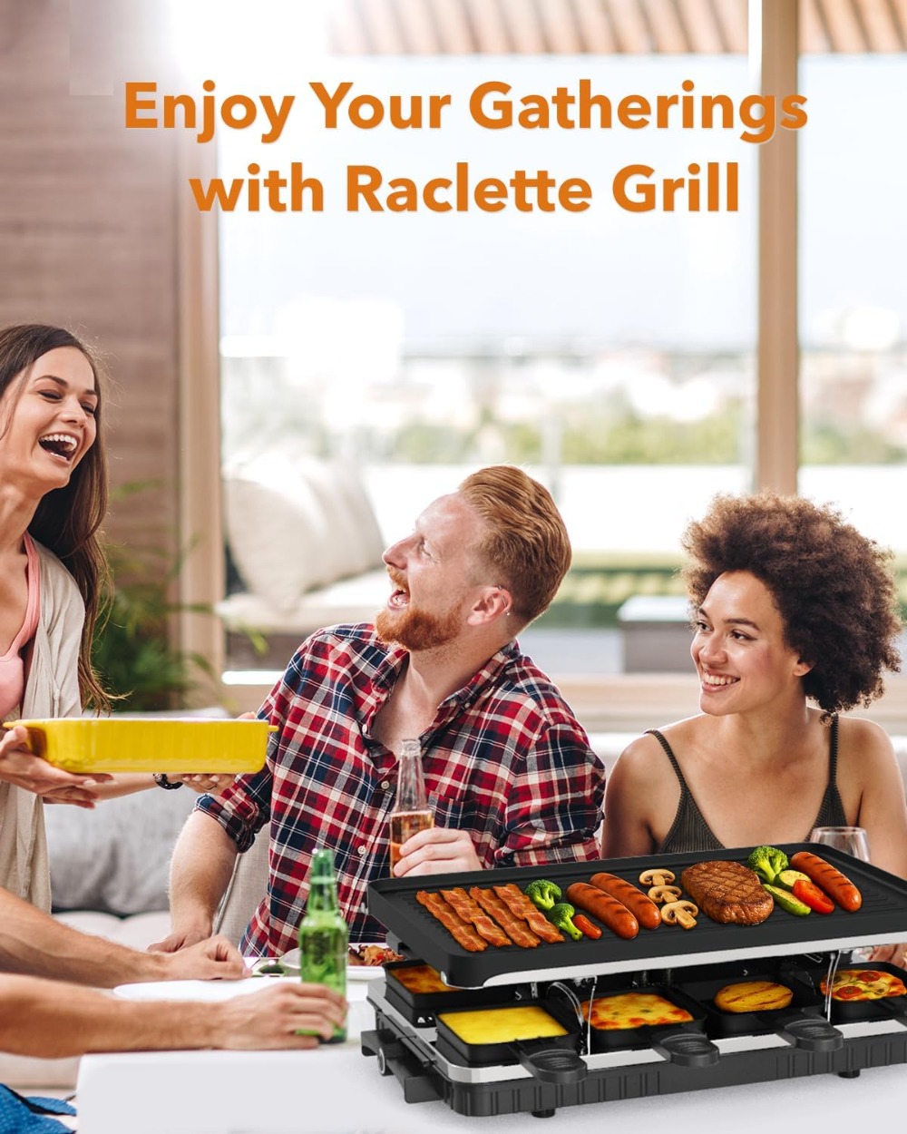 2-in-1 Electric Raclette Table - Korean Bbq Grill 评论和价格