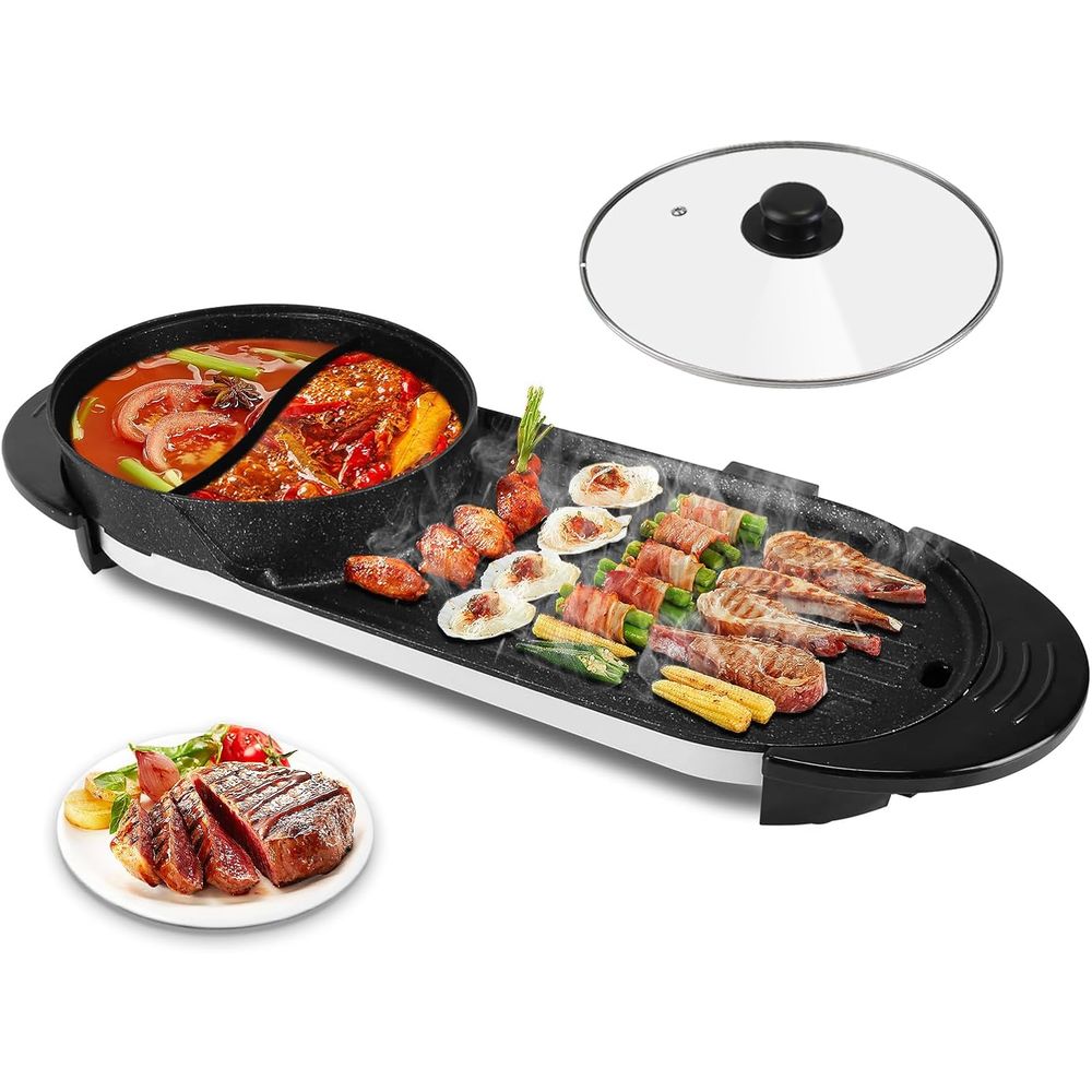Hot Pot Electric with Grill, 2 - Korean Bbq Grill 评论和价格