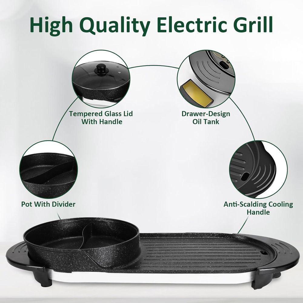 Hot Pot Electric with Grill, 2 - Korean Bbq Grill 评论和价格
