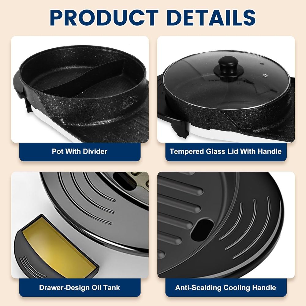 Electric Hot Pot with Grill, 2 - Korean Bbq Grill 评论和价格
