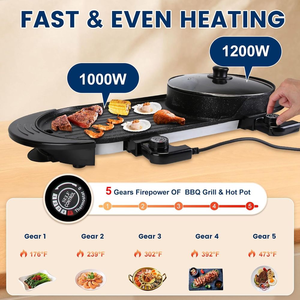 Electric Hot Pot with Grill, 2 - Korean Bbq Grill 评论和价格