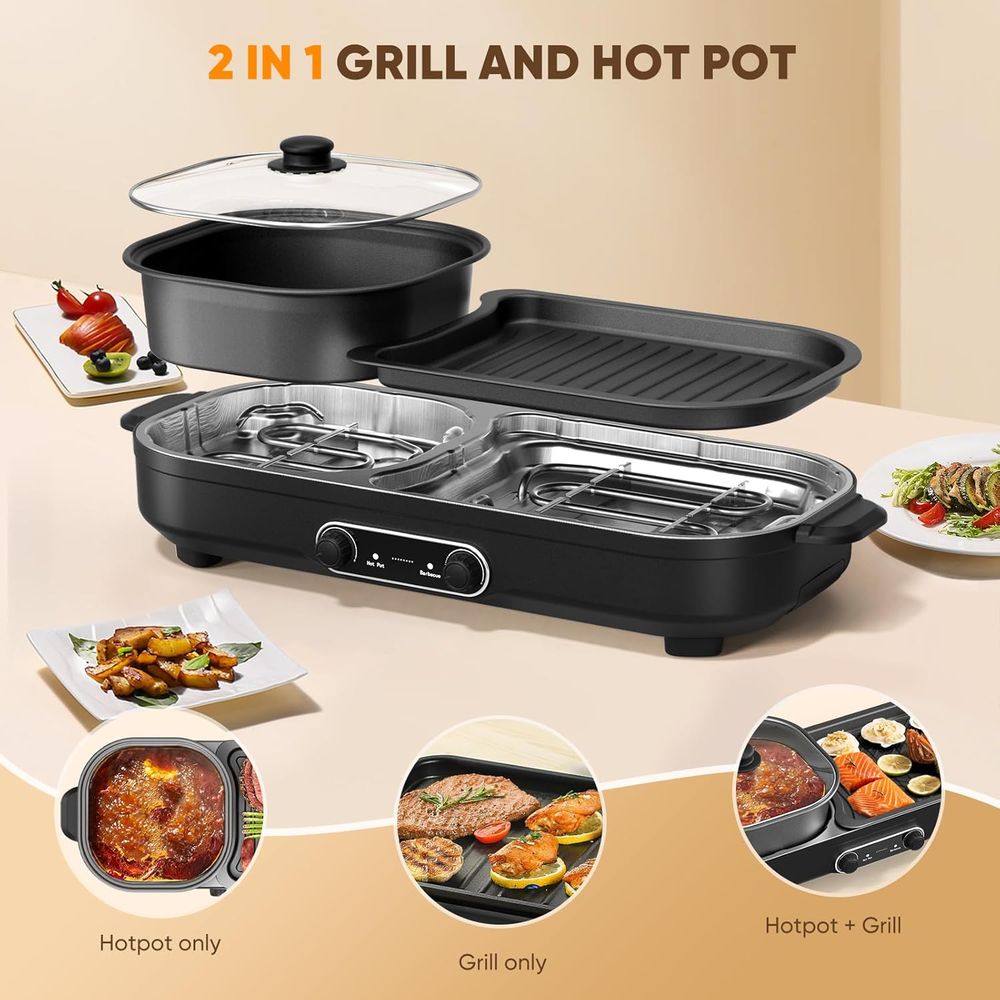 2 in 1 Hot Pot Electric with G - Korean Bbq Grill 评论和价格