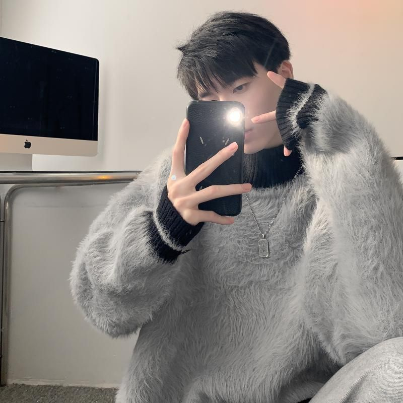 Fur Collar Pullovers Estampado - Modern Korean Lifestyle 评论和价格